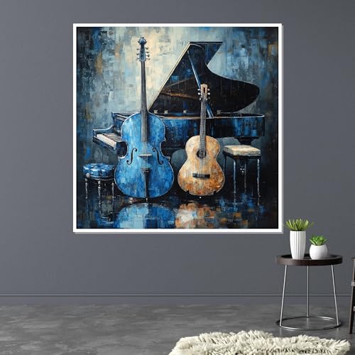 Poster instrument de musique bleu tableau déco salon - 2
