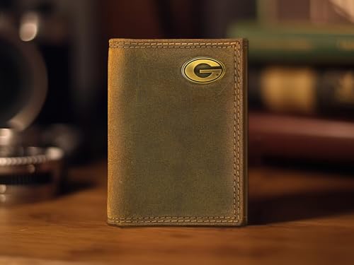 ZEP-PRO NCAA Georgia Bulldogs Vintage Tan Leather Trifold Wallet, Slim Stylish for Men4