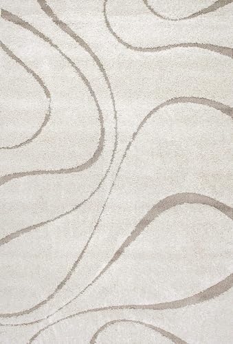 Image of Shaggy Carpet for Home 8X10 FEET Ultra-Soft, Thick, and Stylish Shag Texture Ideal for Living Room, Bedroom, or Office - Easy to Clean and Perfect (Bone Biege,)