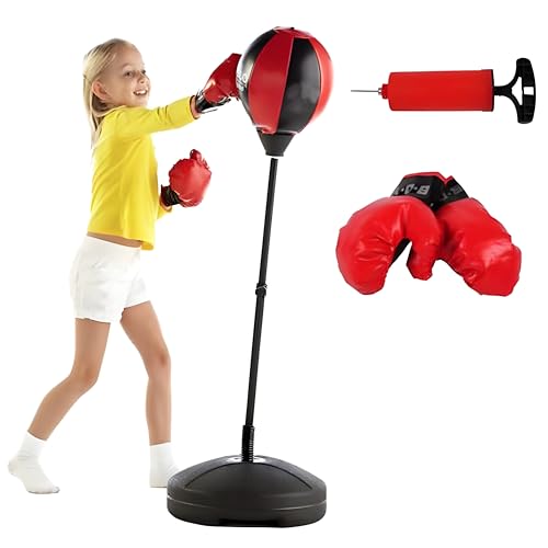 Image of Cable World Kids Punching Bag Set with Stand, Boxing Gloves & Air Pump | Adjustable Height Punching Ball for Kids | Indoor Outdoor Sports Toy for Boys & Girls | Exercise, Fitness & Stress Relief Toy
