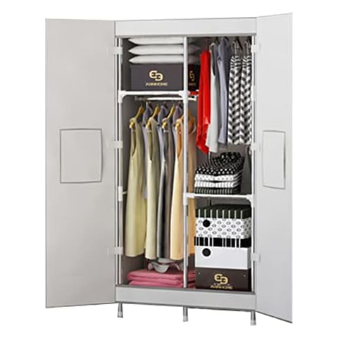 AWWXJ Canvas Wardrobe Portable Wardrobe Easy-to-assemble Durable Bold Reinforcement Double Door Type Strong Magnetism For Bedroom/Living Room Storage (Size : 86X45X170cm A) Cover