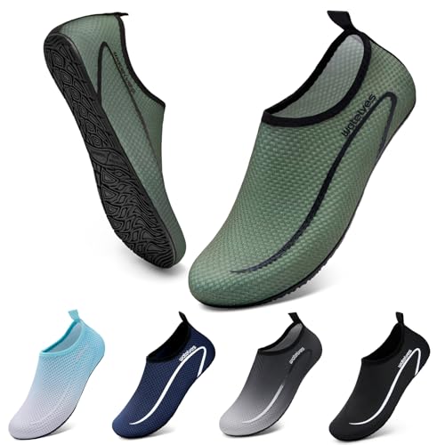 WateLves Wasserschuhe Badeschuhe Damen Herren Aquaschuhe Strandschuhe Schnell Trocknend Slip on Breathable Surfschuhe Unisex Schwimmschuhe für Beach Pool Surfen Yoga Linie Armee Grün 42/43 WateLves Wasserschuhe Badeschuhe Damen Herren Aquaschuhe Strandschuhe Schnell Trocknend Slip on Breathable Surfschuhe Unisex Schwimmschuhe für Beach Pool Surfen Yoga Linie Armee Grün 42/43