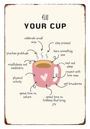 MDBJTCYZN Self Care Motivational Metal Sign for Mental Health Wellness Enthusiasts Home Office Wall-Art Encouraging Message Deco