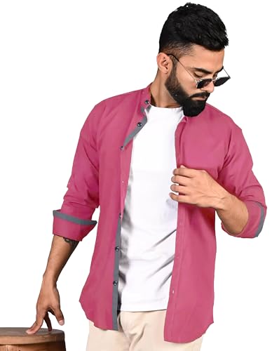 Image of Pinkmint Shirt for Men Cotton Spread Collar Button Down Long Sleeve Shirt Home, Regular, Home (Pack of 1) Purple
