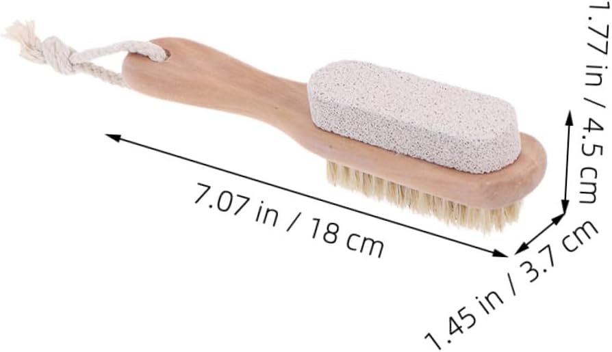 3pcs Double-Sided Foot Pumice Stone and Natural Bristle Scrubbing Brush Set with Wooden Handle for Dead Skin Removal and Exfoliating Foot Care in Shower