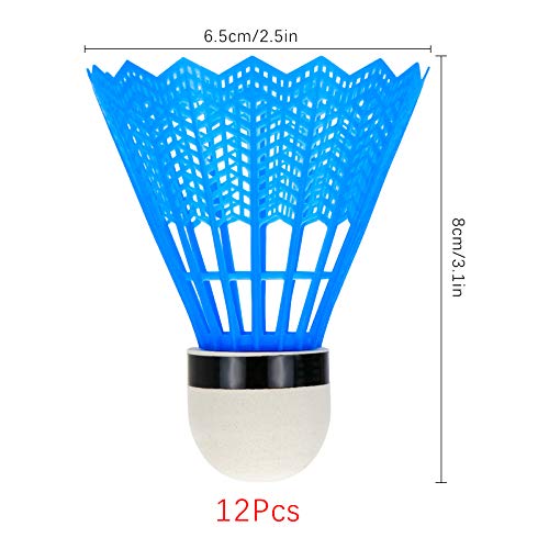 Hysagtek 12 Pcs Plastic Badminton Shuttlecocks Badminton Birdie Indoor Outdoor Sport Training Badminton Birds For Ball Training Exercise Gym Fitness Game, Random Color #TOP2