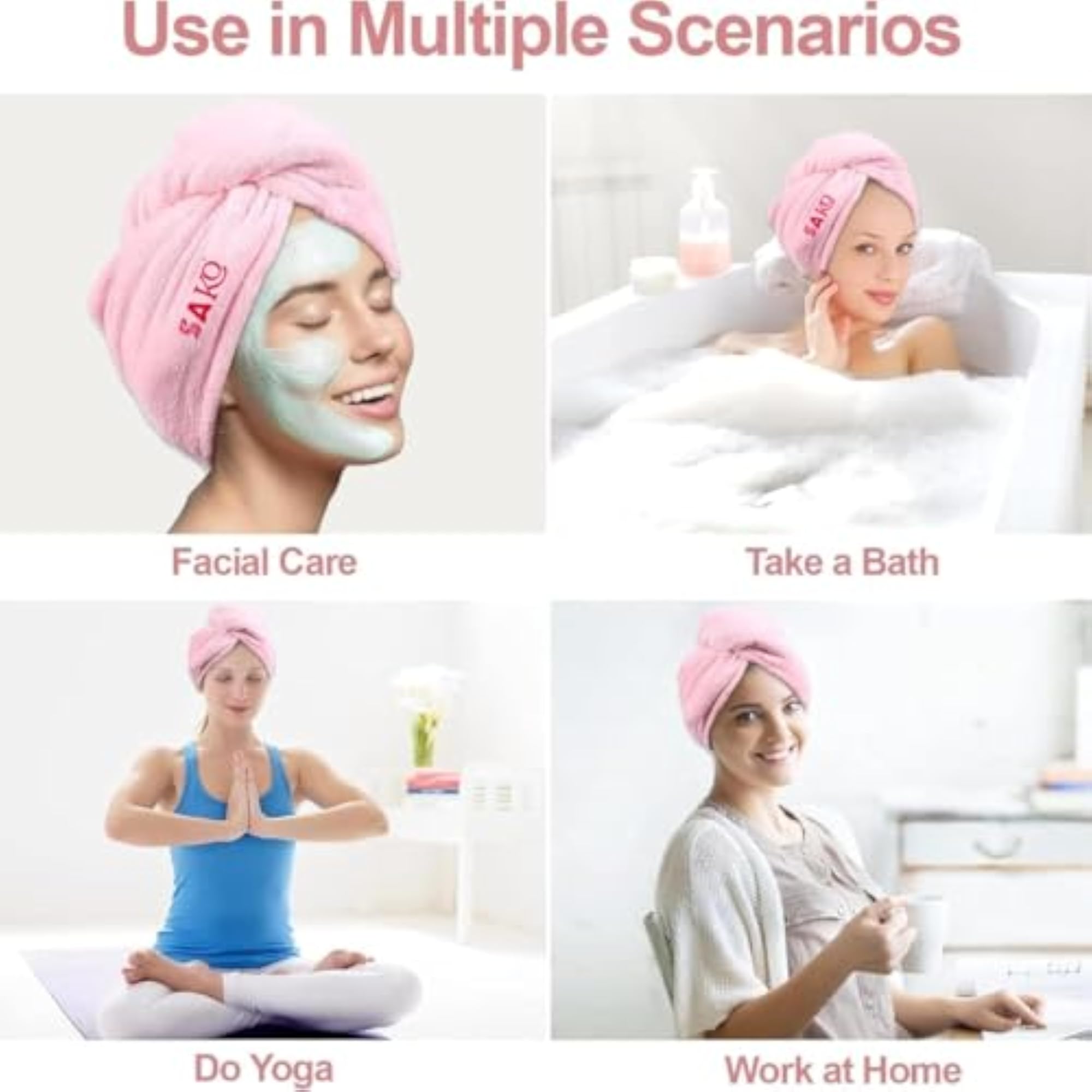 Crystal Microfiber Hair Towel Wrap, Pack of 2