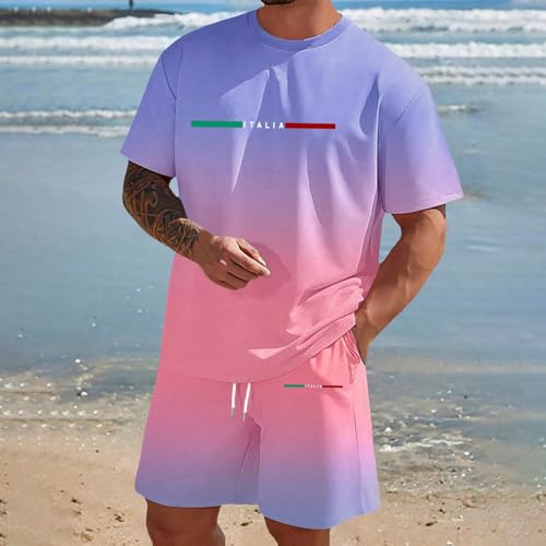 Survêtement streetwear 2 pièces homme avec t-shirt et short décontracté - 2