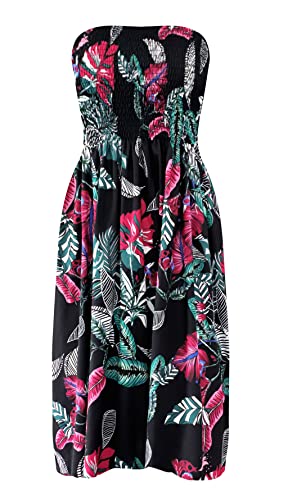 Image of Zyyfly Tube Top Dress Women Summer Beach Coverup Stretch Smocked Strapless Dress