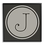 Stupell Industries Modern J Initial Round Elevator Key Shape Framed Wall Art
