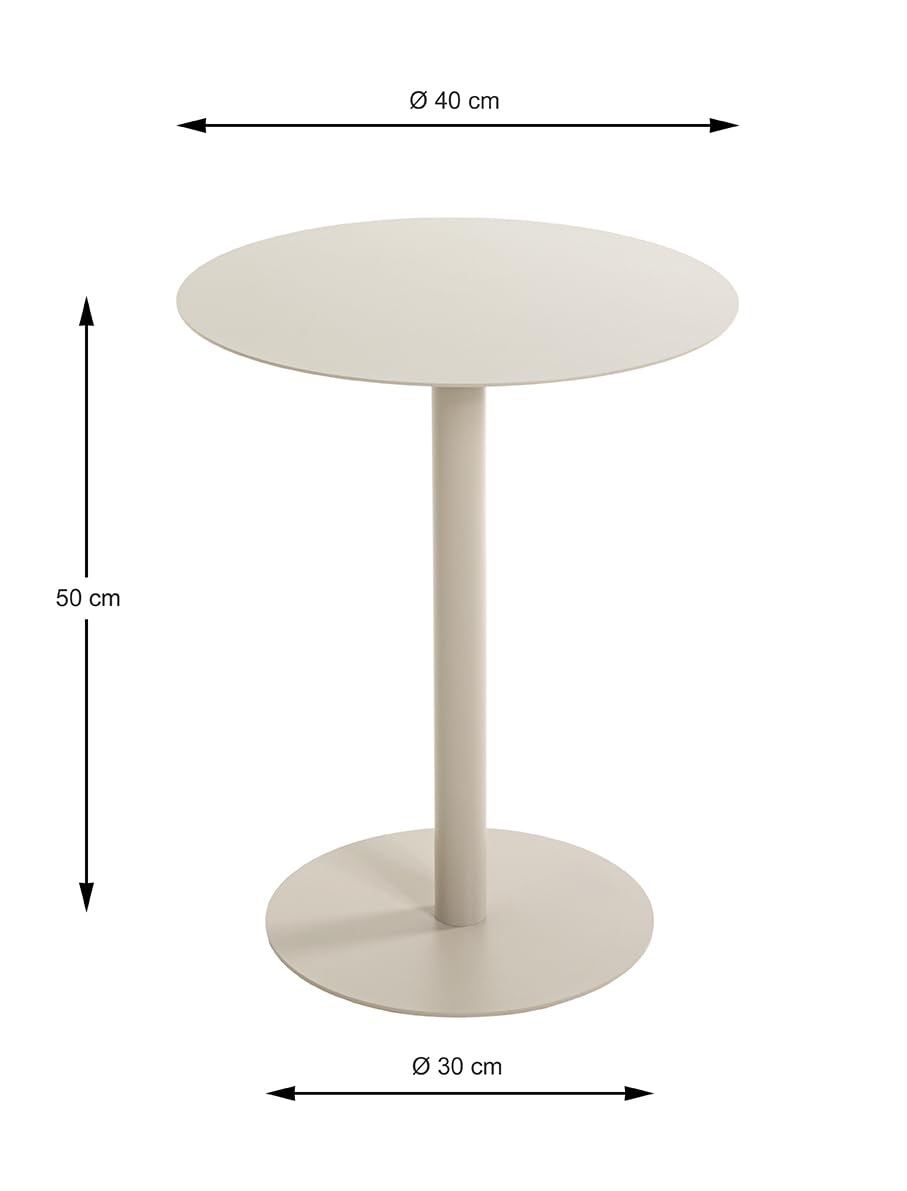HAKU Beistelltisch rund Kaschmirgrau Metall runder Sofatisch klein - Maße: H 50 x Ø 40 cm Style: Modern