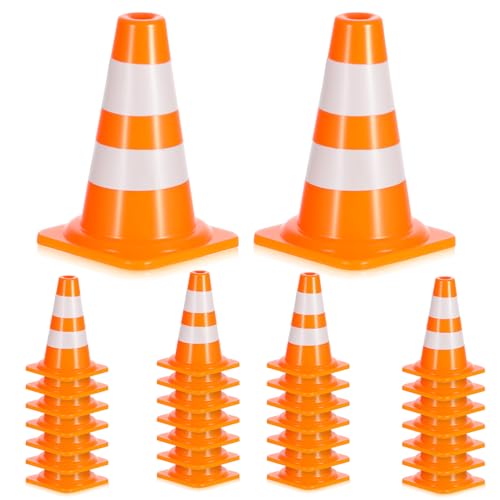 30 PCS Mini Traffic Cones 1 Mini Orange Cones Roadblock Signs Small Construction Cone Orange Traffic Caution Signs for Sports Training Micro Landscape Sand Table