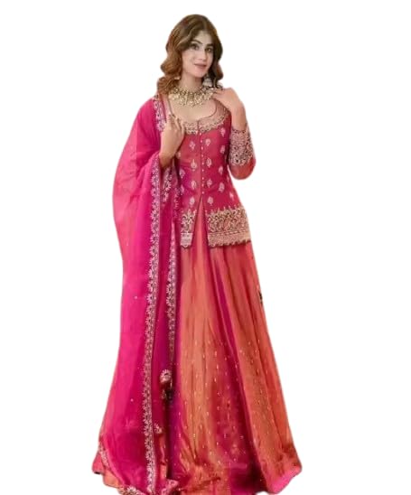 FASHION Kurti With lehenga And Dupatta Set Bollywood Style Embroidery lehenga Choli Set For Woman