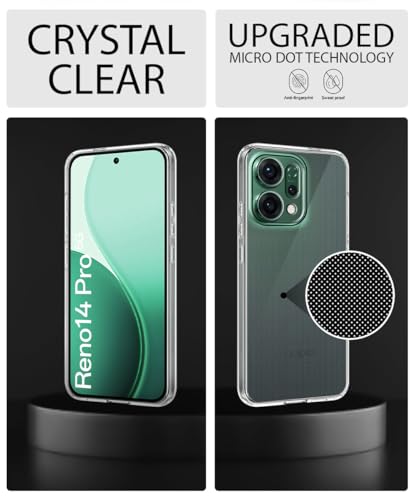 Image of WOW IMAGINE Transparent Back Cover Case for Oppo Reno 14 Pro 5G | Raised Bumps for Full Device & Camera Protection Shockproof TPU Silicone Back Case Mobile Cover - Transparent