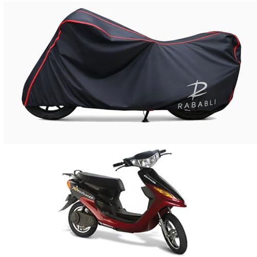Image of Waterproof Bike Body Cover Compatible for | Indus Yo Electron ER | Taffeta Fabric, Red Piping Design, Bottom Elastic Fit | Dustproof, Sun UV & Rain Protection for All Bikes