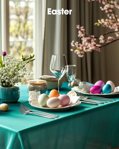Image of Pureegg Plastic Table Cloth Disposable 54x108 Inch 20 Pack, Teal