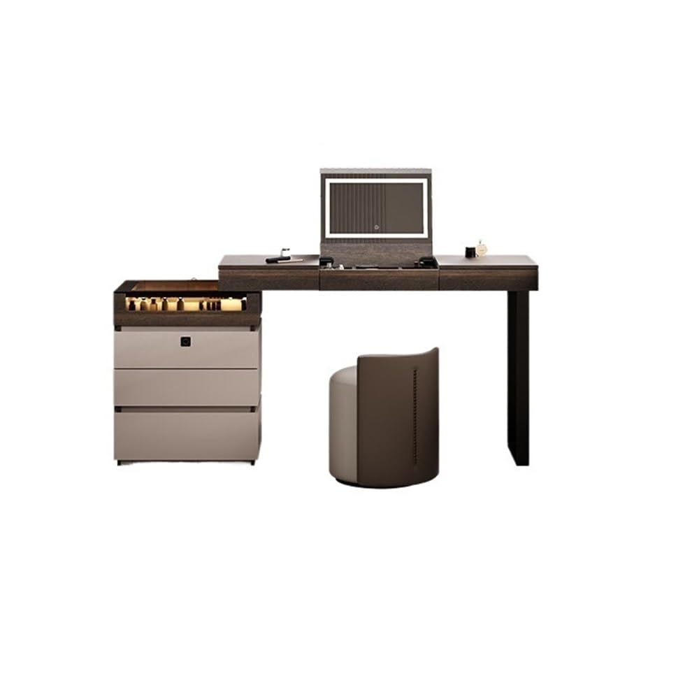 asdchZen Modern Minimalist Solid Wood Vanity Table-Compact Makeup Desk & Dresser Stylish Small Space Furniture For Bedroom Living Room & Home Office Elegant Design For Nization