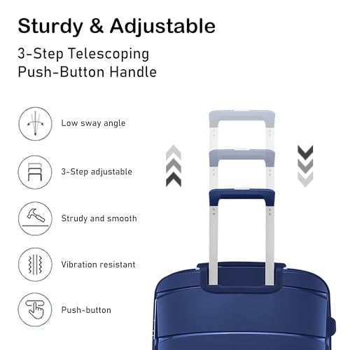 Hardshell Carry-On Luggage with TSA Lock, 360° Spinner Wheels & Lightweight Design – Durable Suitcase,3 piece luggage sets(20'', 24'', 28'') (Ice-Blue, 24-inch)2