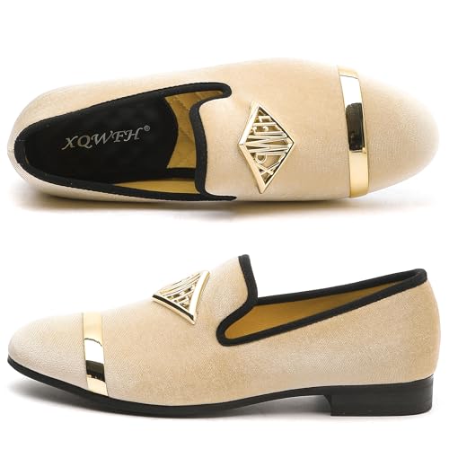 Mens Velvet Loafers Shoes Spiked Dress Shoes with Gold Buckle for Wedding Party Dancing Metallic Slip on Glitter Fashion Prom Shoes3