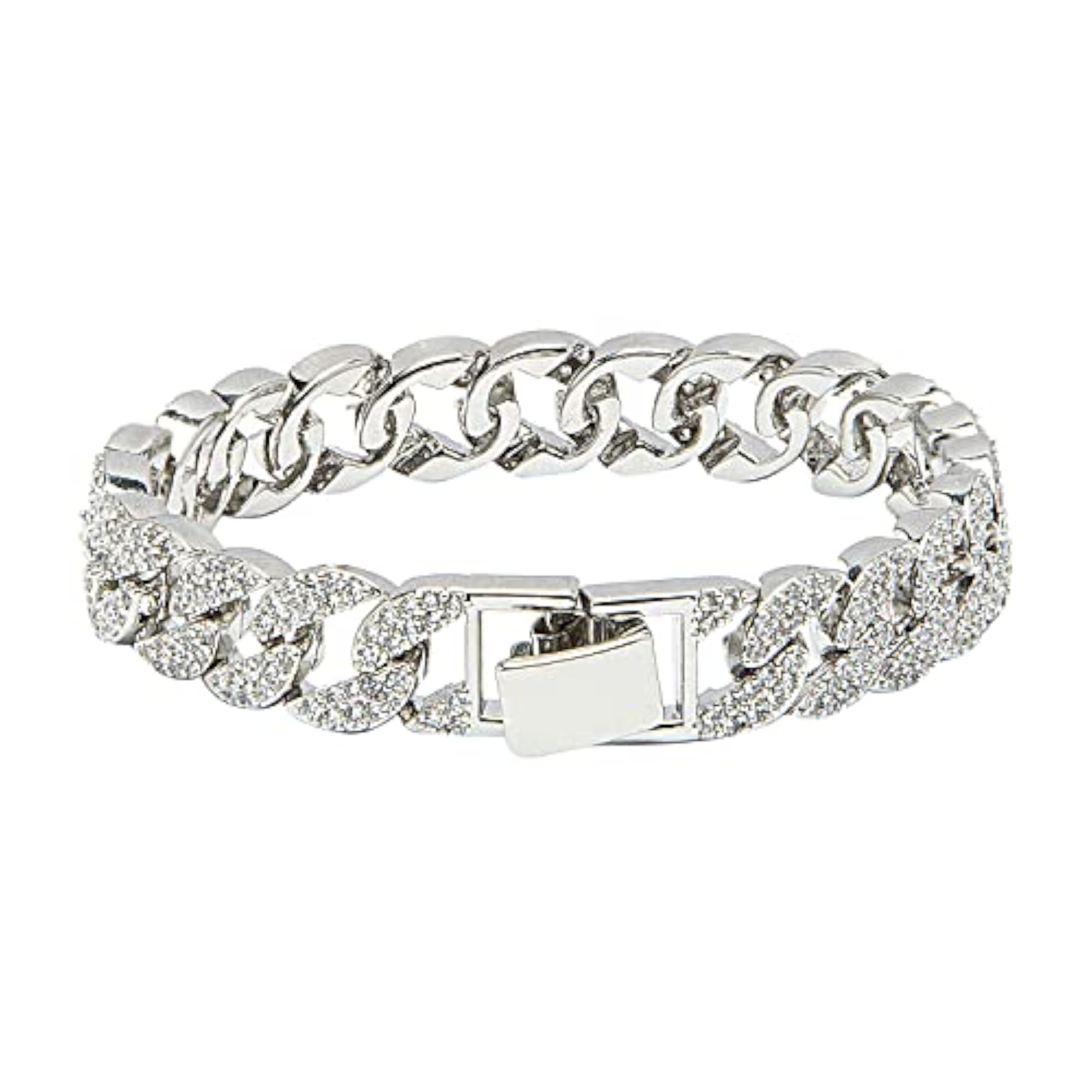 Women's CZ and Crystal Studded Gold Plated Chain Bracelet