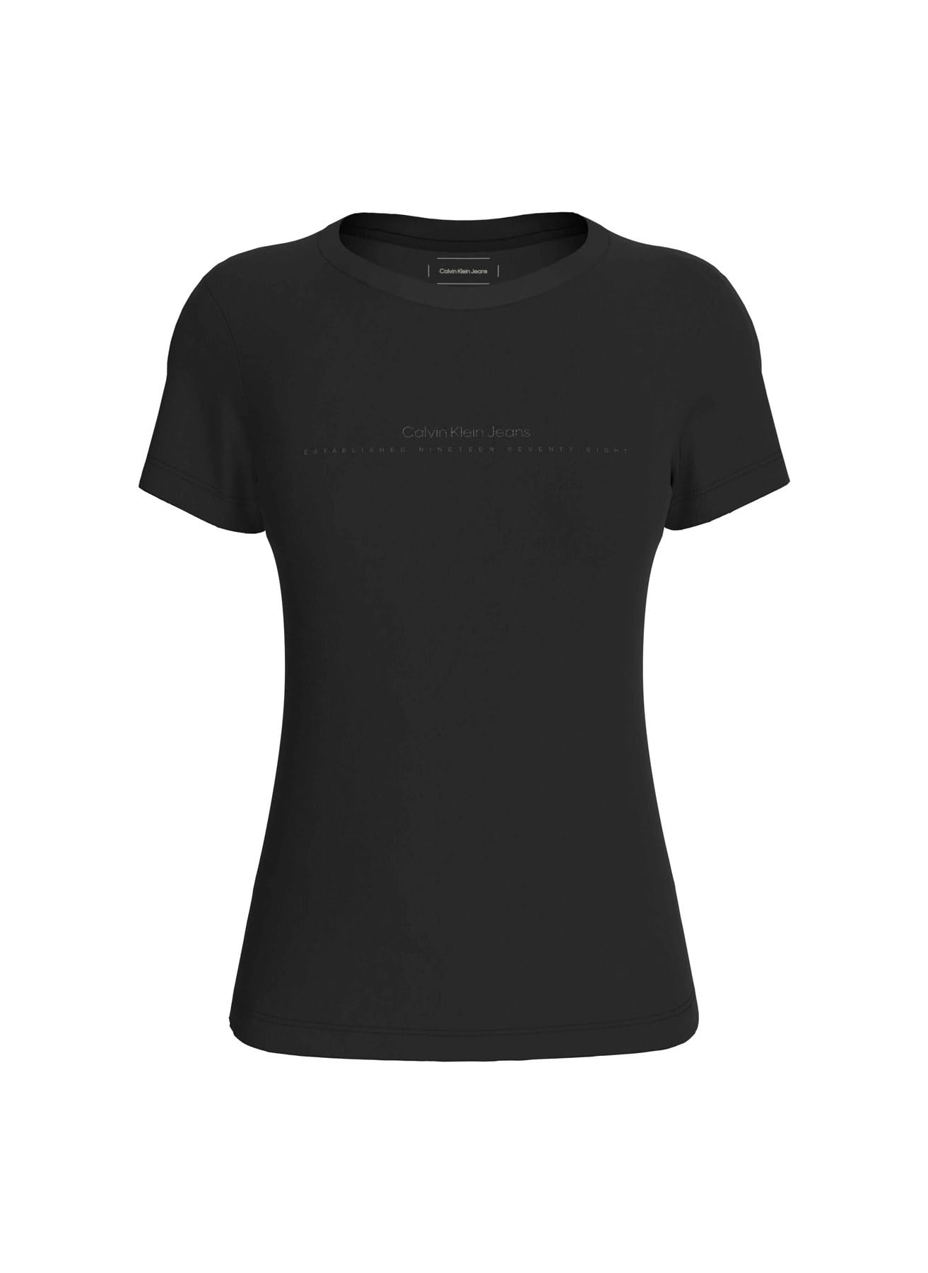 Calvin Klein Women’s Short Sleeve Slim Fit Institutional Graphic T-Shirt, Black (Ck Black), XXL