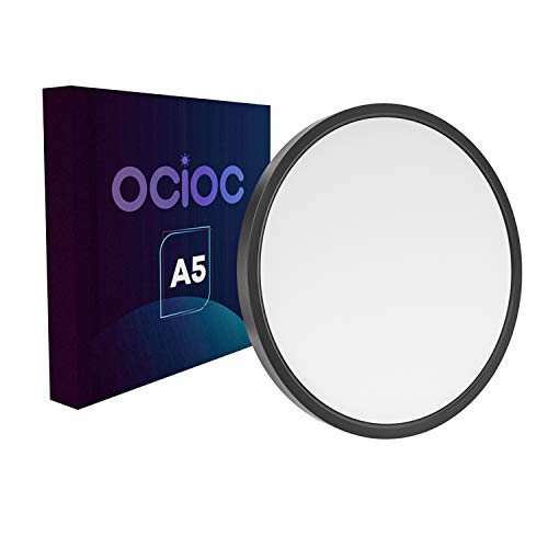 Ocioc 15.7 inch LED Flush Mount Ceiling Light Black, 24W(200W Equivalent) 2400lm Dimmable, 3000K/4000K/6500K Selectable, Low Profile Round Lighting Fixture for Kitchen, Stairwell, Garage ETL Listed