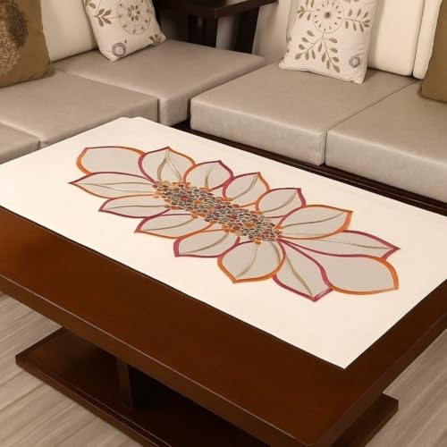 Image of Homerz Premium Table Runner, PVC, Size- 92x34 cm | Waterproof, Heat Resistant, Non-Slip, Easy to Clean Soft Table Runner for Coffee Table, Dining Table and Centre Table. (Pink Pro)