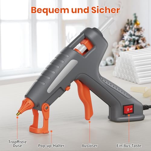 Heißklebepistole, 200W Industriell Heissklebepistole, 60s Schnelles Aufheizen, An/Aus-Funktion… – Ansicht 4