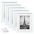 upsimples 11x14 Picture Frame Set of 5,Display Pictures 8x10 with Mat or 11x14 Without Mat,Wall Gallary Photo Frames,White
