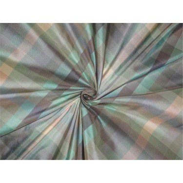 100% Pure Silk Taffeta Fabric Multi Color Plaids 54" by The Yard