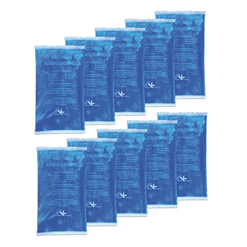 KK Kalt-Warm Kompresse 9 × 16 cm – 10er-Pack Wiederverwendbare Therapie-Kompressen für Kälte- & Wärmeanwendungen bei Prellungen, Verstauchungen, Gelenk- & Zahnschmerzen, Rücken, Schulter