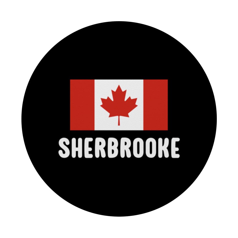 Sherbrooke Canada Flag Men Women Kids Canadian PopSockets Swappable PopGrip, Black - Image 3
