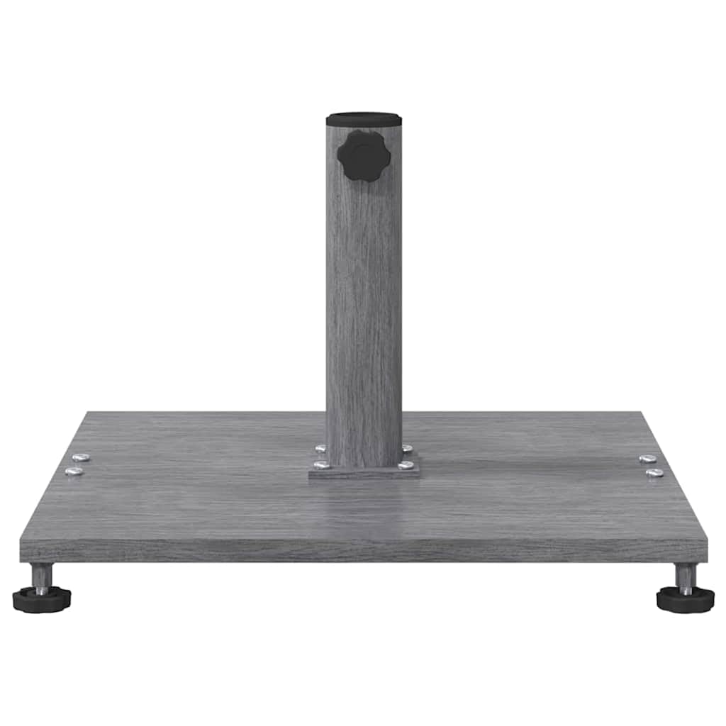 Supporto per ombrellone grigio scuro, effetto legno, 45 x 45 x 31 cm, base in acciaio, con ruote, per balcone, terrazzo, giardino