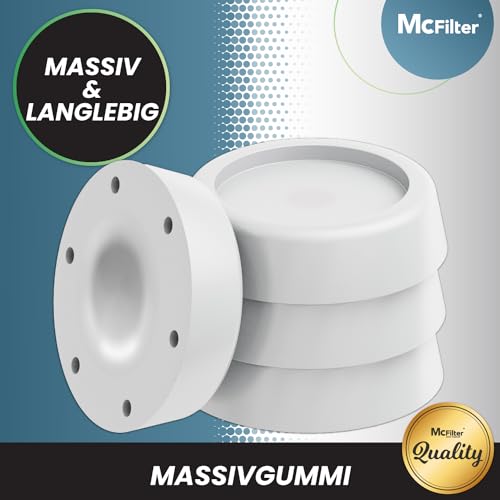 McFilter I 4 Schwingungsdämpfer für Waschmaschinen und Trockner I Universal Vibrationsdämpfer kompatibel mit Bosch, Siemens, AEG I Rutschfeste Gummipads, Gummifüße, Waschmaschinenunterlage - weiß
