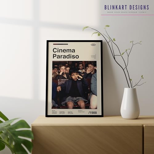 Image of BLINKART Cinema Paradiso Movie Poster Frame 8x12 Inch | Premium 300 GSM Paper Wall Print | Mid Century Vintage Film Artwork for Home, Bedroom, Living Room, Office | Framed Photo Decor