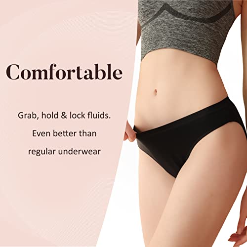 Aircute Washable Absorbent Urinary Incontinence Underwear For Women Or Girl, Bikini Panty For Light Bladder Leakage (25Ml) Protetction, Black (3X-Large) #TOP2
