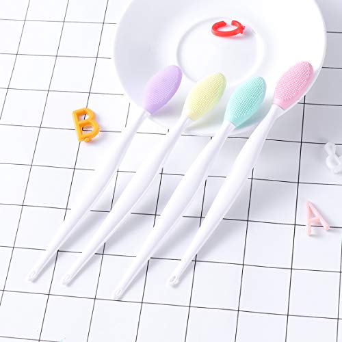 Popetpop Escova de dentes para cães dupla face com cabo longo curvo de silicone macio escova de dent