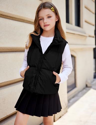 Arshiner Girls Winter Zipper Puffer Vest Lightweight Sleeveless Outwear Puffy Vests for 5-12 Years Old3