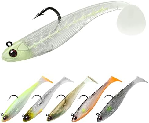 TRUSCEND Einfacher Fang Gummifische mit BKK-Haken, Besondere Vibrierende Schwimm- & zitternde Jigging-Aktion für mehr Bisse, tolle weiche Köder für Barsch, Forelle, Hecht, Zander,