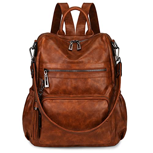 Image of Uromee Travel Backpack Purse for Women Vegan Leather Ladies Fashion Tassel Shoulder Bag Convertible