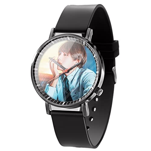 YXW BTS K-Pop BTS Bangtan Boys Jimin V Suga Jung Kook Montre à Quartz analogique étanche à la Mode décontractée (Color : E)