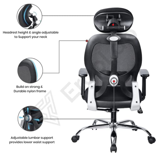 Image of ErgoLab Matrix Office Chair | 3 Year Warranty | Mesh High Back Ergonomic Chair for Office Work at Home | Multi-tilt Lock Mechanism, 1D Armrests | Computer Revolving Chair with Heavy Chrome Base