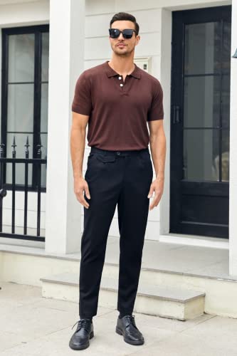 Image of Mens Chinos Slim Fit Pants Stretch Tapered Dress Pant Casual Trousers