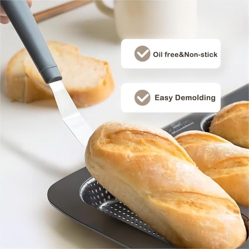 HOMOMSAE 2-Pack Perforated Carbon Steel Hot Dog Bun Pan, Mini Baguette Tray by HOMOMSAE - Used condition - Image 7