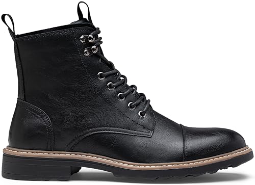 Image of Vostey Mens Boots Motorcycle Casual Boots for Men Zipper Fashion Chukka Boots Mens