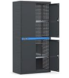 Fami - Armadio per Officina e Industria ad Ante a Battente – Armadio Multiuso in Acciaio con Piani Regolabili e Serratura, L912xP496xH1900 mm