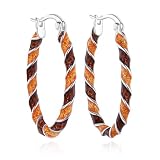 LANFUNI Silver Plated Enamel Earrings, Twist Hoop Earrings For Women, Fashion Oval Hoop Earrings