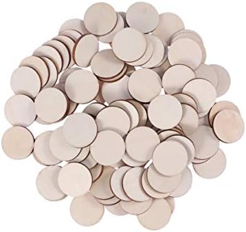 WINOMO 100Pcs Unfinished Wood Circles Blank Wooden Pieces Shapes for DIY Craft Art Project