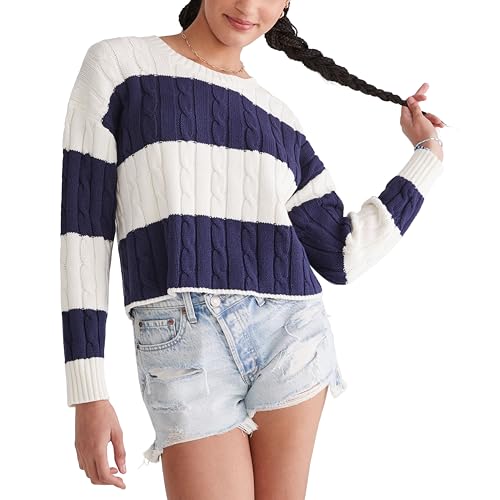 Aéropostale Cable Stripe Crew Sweater, Naval...