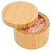 HTB Bamboo Salt Box With Magnetic Swivel Lid, 8.5oz Round Spice Container, Secure Durable Storage & Organization for Seasonings, Herbs